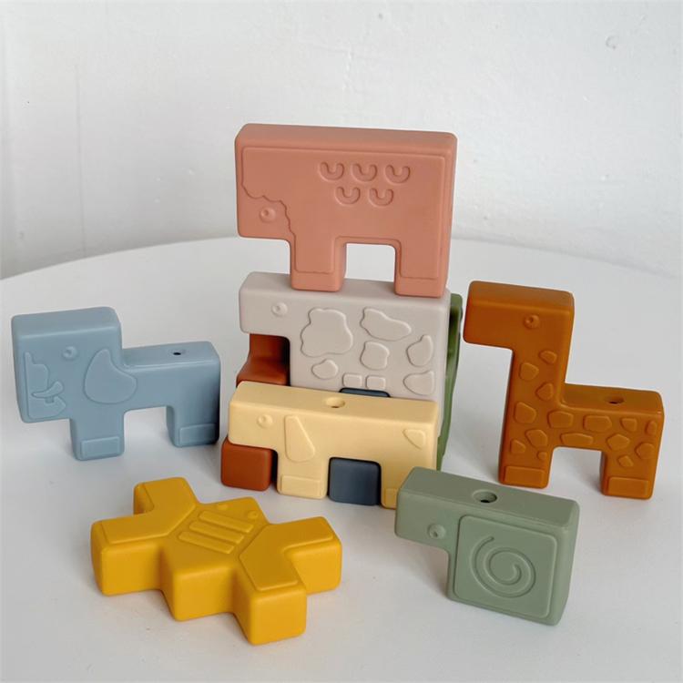 10pcs / Set Children Early Educational Soft Building Block Relief-carved Stacking Game