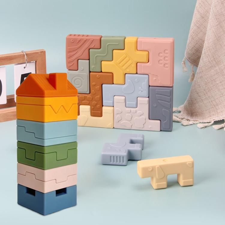 10pcs / Set Children Early Educational Soft Building Block Relief-carved Stacking Game