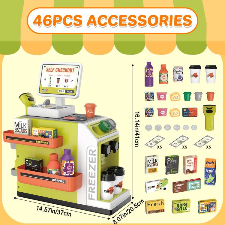 46pcs / Set Children Pretend Play Supermarket Cash Register Toy
