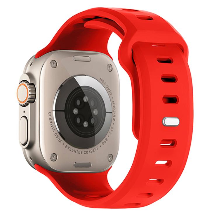 For Apple Watch 46mm / 49mm / 45mm / 44mm Reverse Buckle Solid Color Silicone Sports Watch Band