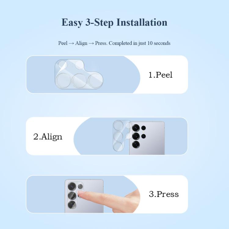 For Galaxy S25 Ultra 5G 2pcs/Set LeReach TF Series 3D Full Coverage Version HD Wear-Resistant Camera Lens Glass Film