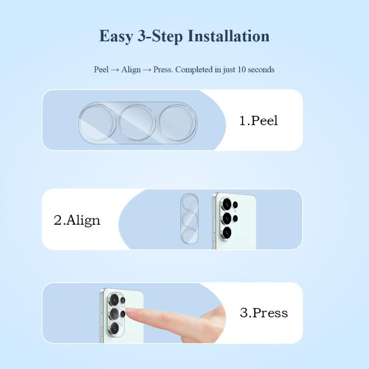 For Galaxy S26 Ultra 5G 2pcs/Set LeReach TF Series 3D Full Coverage Version HD Wear-Resistant Camera Lens Glass Film, Main/Sub Set