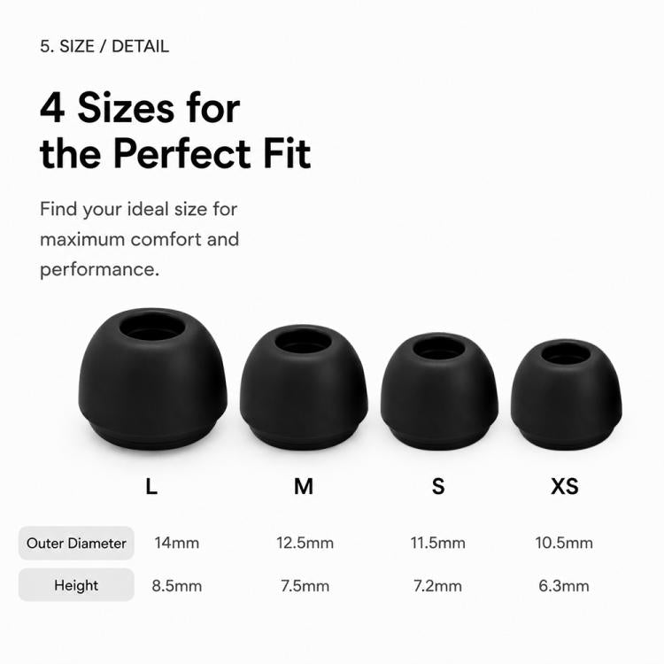 For AirPods Pro 2 / 1 XDcase 4 Pairs Replacement Silicone Sponge Ear Tips Kit, L/M/S/XS Size - Black Orange