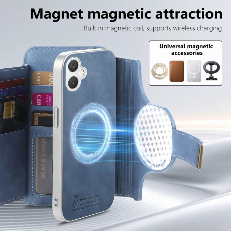 For Galaxy A06 5G Precision Hole Silver-Edged Ring RFID Blocking Zipper Wallet Magnetic Vegan Leather Phone Case