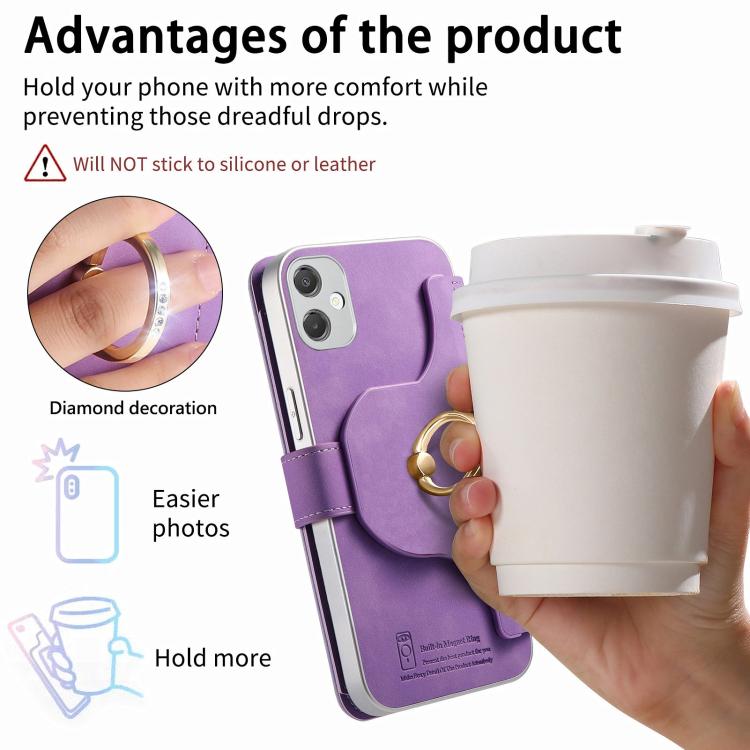For Galaxy A05 Precision Hole Silver-Edged Ring RFID Blocking Zipper Wallet Magnetic Vegan Leather Phone Case