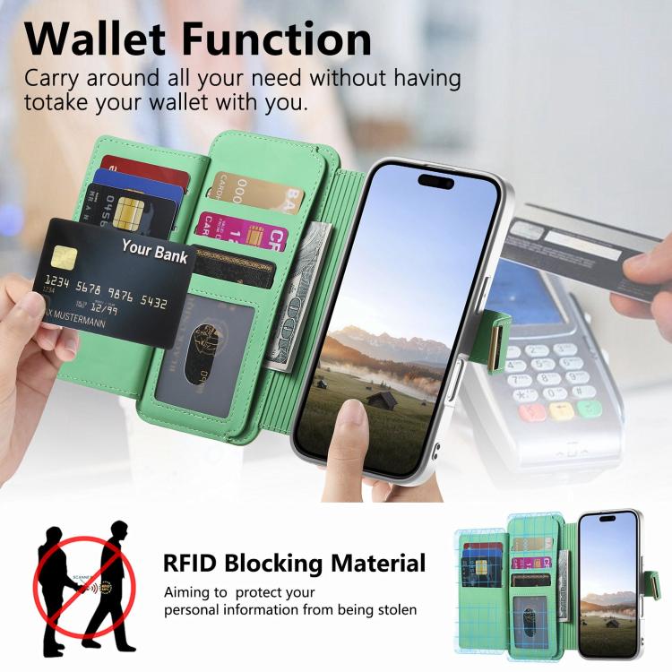 For Galaxy A05 Precision Hole Silver-Edged Ring RFID Blocking Zipper Wallet Magnetic Vegan Leather Phone Case