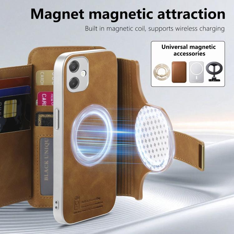 For Galaxy A05 Precision Hole Silver-Edged Ring RFID Blocking Zipper Wallet Magnetic Vegan Leather Phone Case