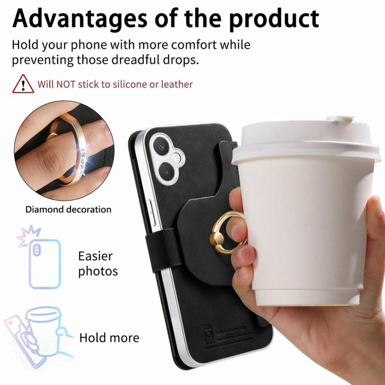 For Galaxy A07 5G Precision Hole Silver-Edged Ring RFID Blocking Zipper Wallet Magnetic Vegan Leather Phone Case