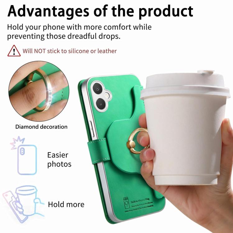 For Galaxy A07 5G Precision Hole Silver-Edged Ring RFID Blocking Zipper Wallet Magnetic Vegan Leather Phone Case