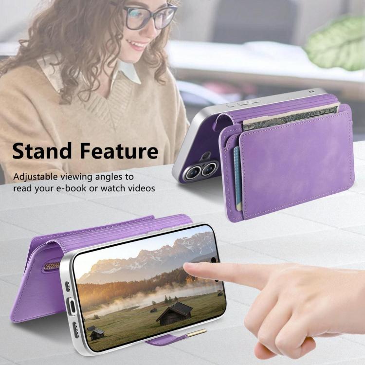 For Galaxy A17 5G Precision Hole Silver-Edged Ring RFID Blocking Zipper Wallet Magnetic Vegan Leather Phone Case