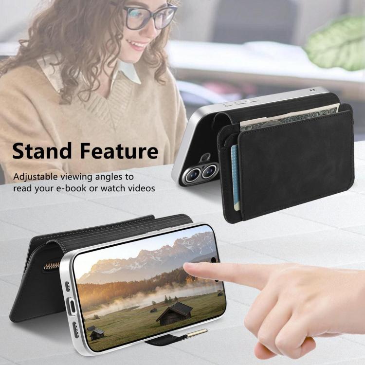 For Galaxy A57 5G Precision Hole Silver-Edged Ring RFID Blocking Zipper Wallet Magnetic Vegan Leather Phone Case