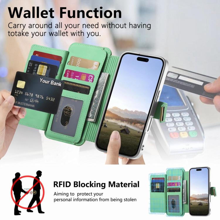 For Galaxy A57 5G Precision Hole Silver-Edged Ring RFID Blocking Zipper Wallet Magnetic Vegan Leather Phone Case