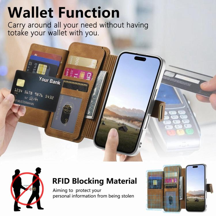 For Galaxy A57 5G Precision Hole Silver-Edged Ring RFID Blocking Zipper Wallet Magnetic Vegan Leather Phone Case
