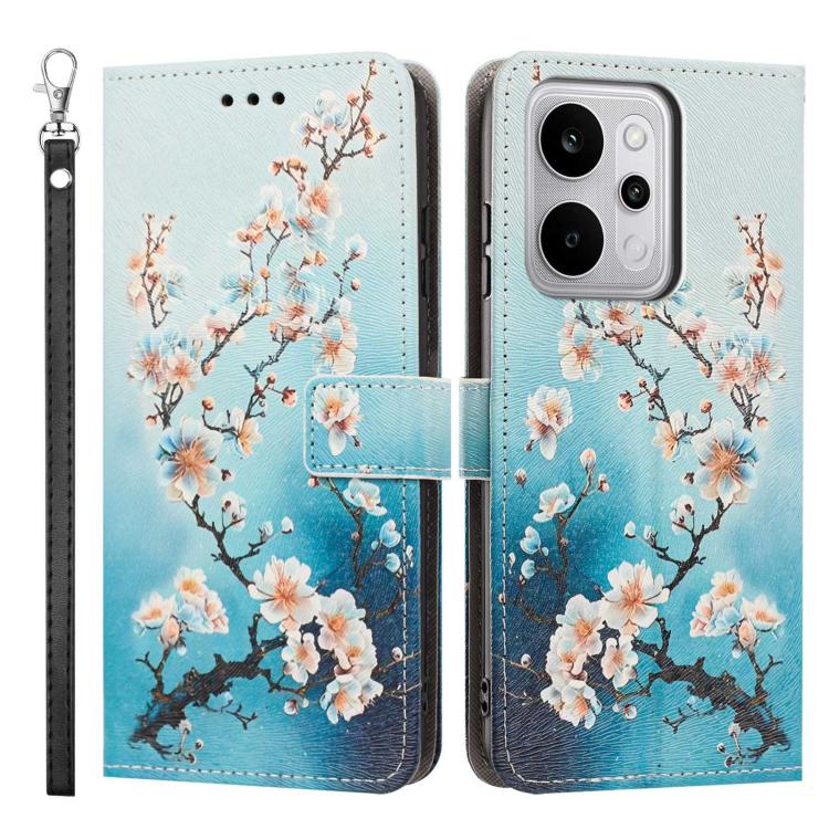 For Realme P4 Power 5G Painted Pattern Vegan Leather Phone Case with Strap