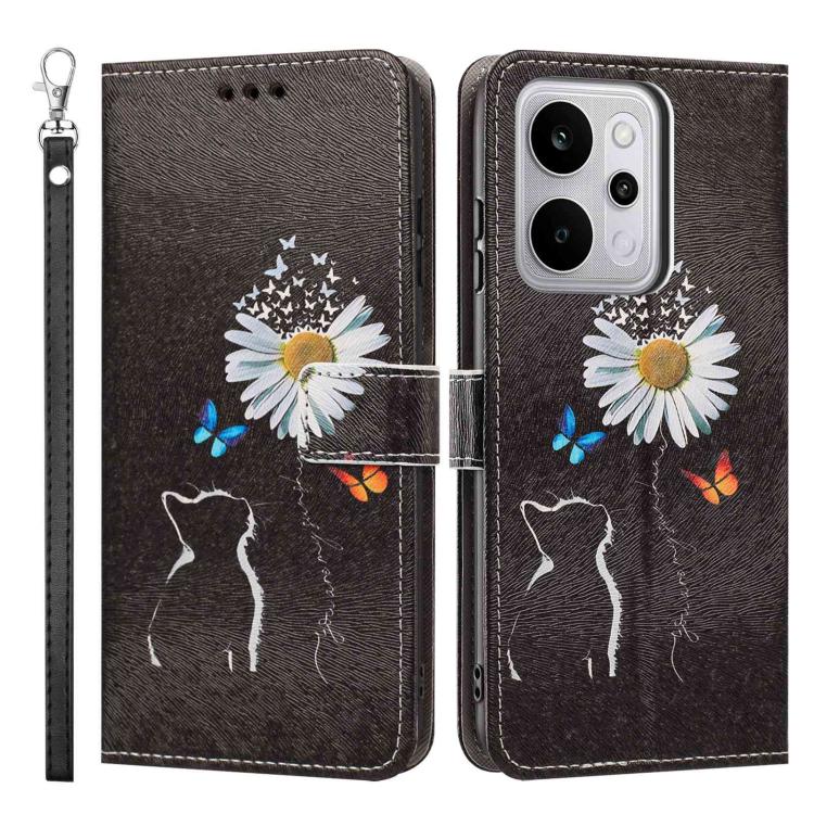 For Realme P4 Power 5G Painted Pattern Vegan Leather Phone Case with Strap