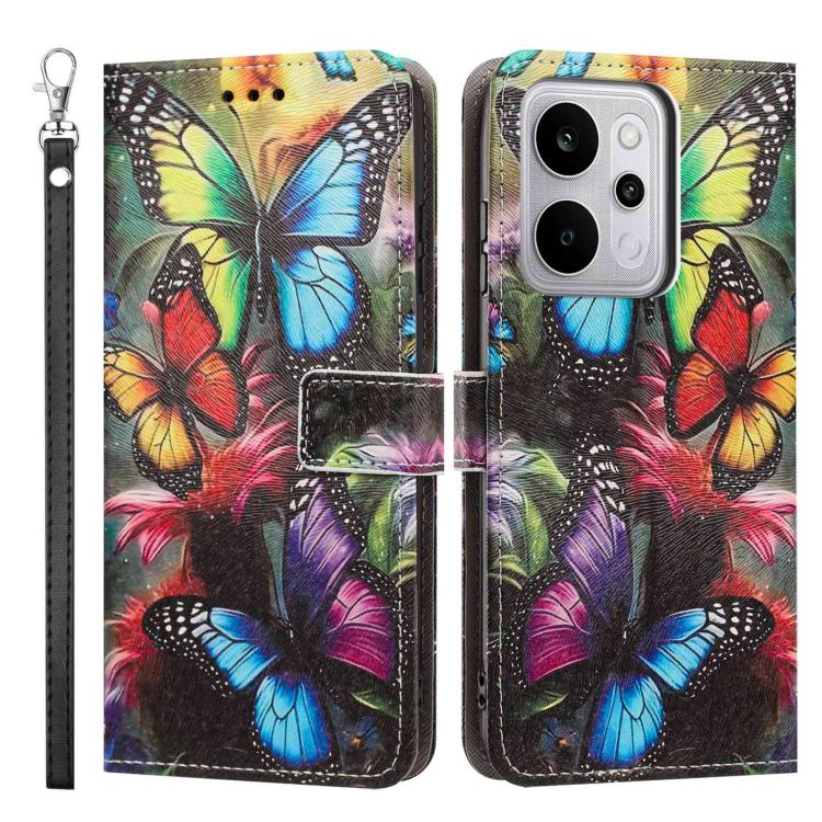 For Realme P4 Power 5G Painted Pattern Vegan Leather Phone Case with Strap