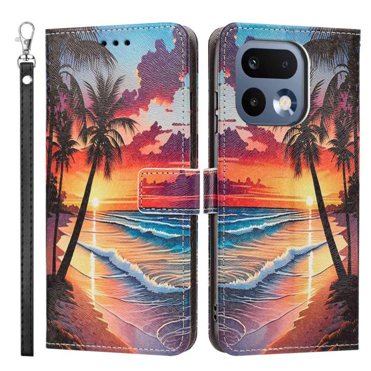 For Realme 16 Pro+ 5G Painted Pattern Vegan Leather Phone Case with Strap