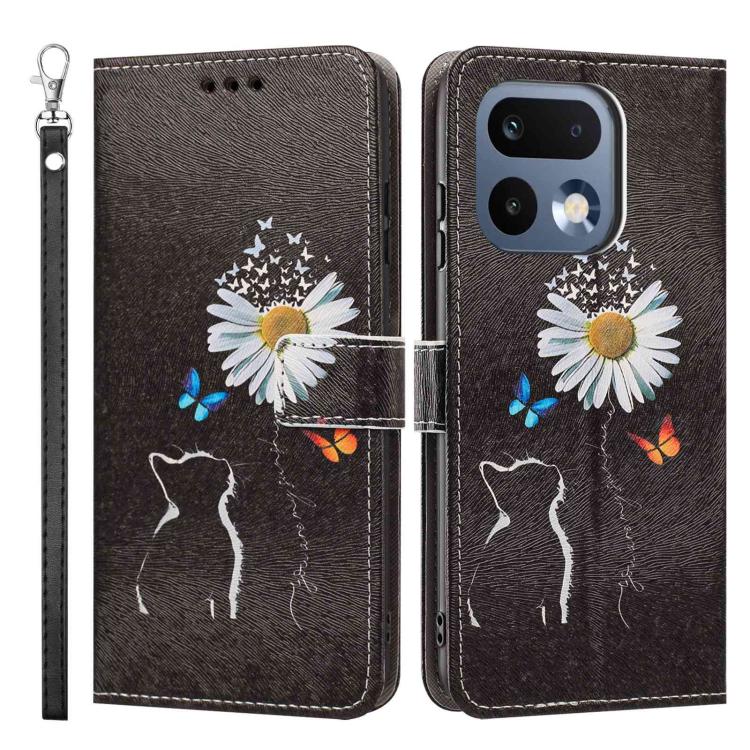 For Realme 16 Pro+ 5G Painted Pattern Vegan Leather Phone Case with Strap
