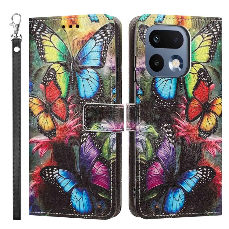 For Realme 16 Pro+ 5G Painted Pattern Vegan Leather Phone Case with Strap