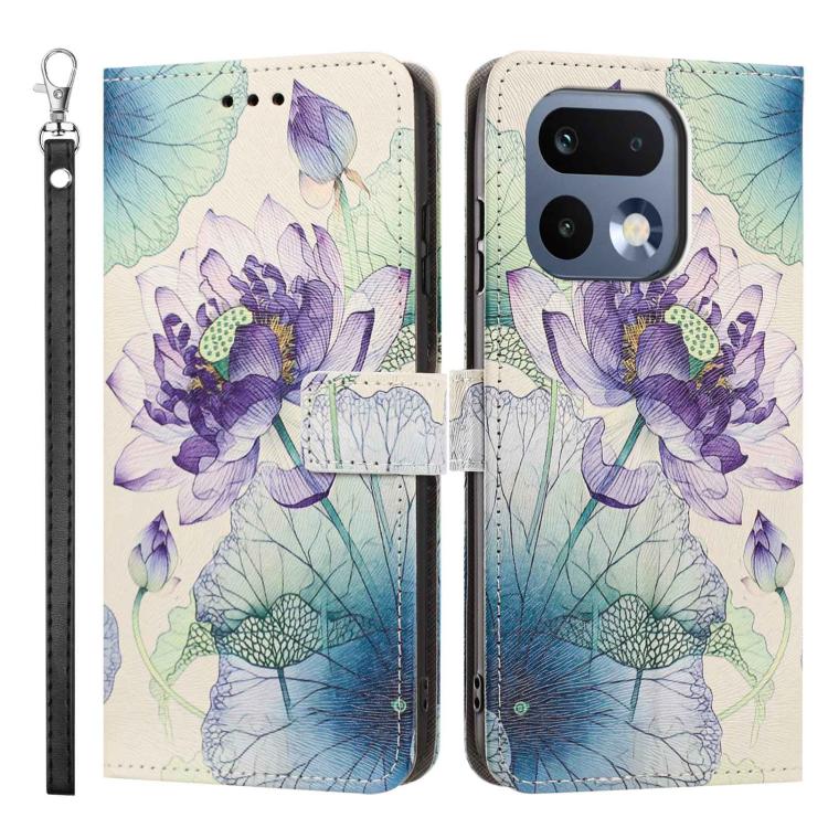 For Realme 16 Pro+ 5G Painted Pattern Vegan Leather Phone Case with Strap