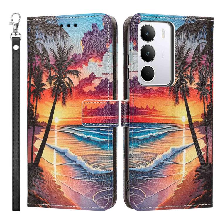 For Realme Narzo 80 Lite 4G/C71 India Painted Pattern Vegan Leather Phone Case with Strap