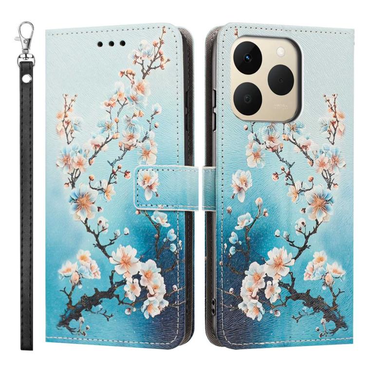 For Realme 15T 5G Global Painted Pattern Vegan Leather Phone Case with Strap
