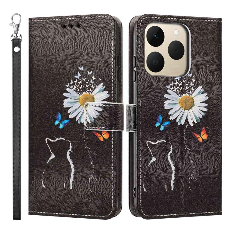 For Realme 15T 5G Global Painted Pattern Vegan Leather Phone Case with Strap