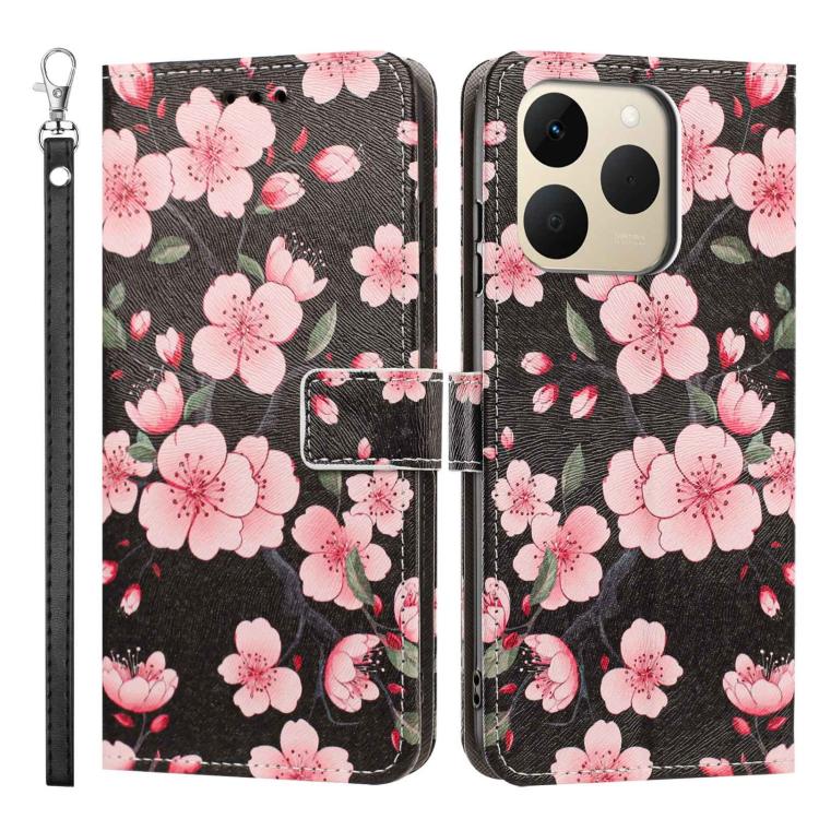 For Realme 15T 5G Global Painted Pattern Vegan Leather Phone Case with Strap