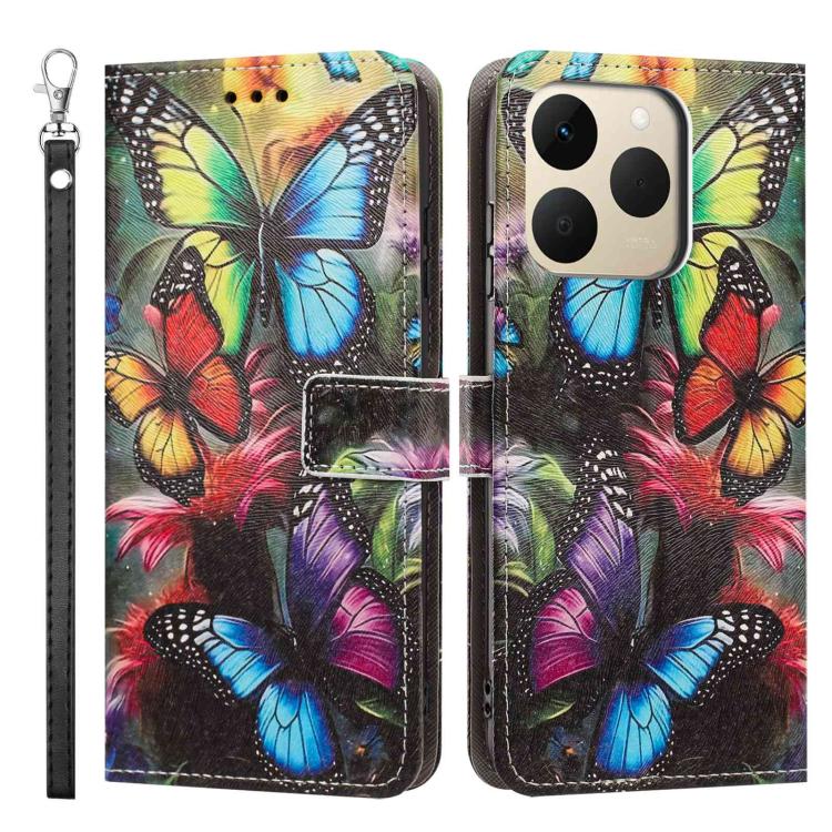 For Realme 15T 5G Global Painted Pattern Vegan Leather Phone Case with Strap