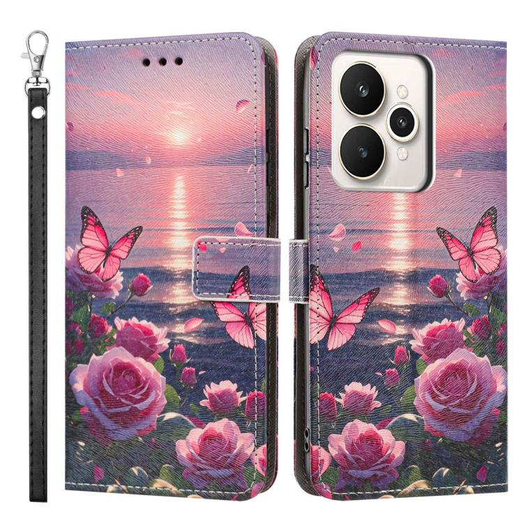 For Realme 15 5G / 15 Pro 5G Painted Pattern Vegan Leather Phone Case with Strap