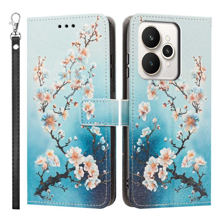 For Realme 15 5G / 15 Pro 5G Painted Pattern Vegan Leather Phone Case with Strap