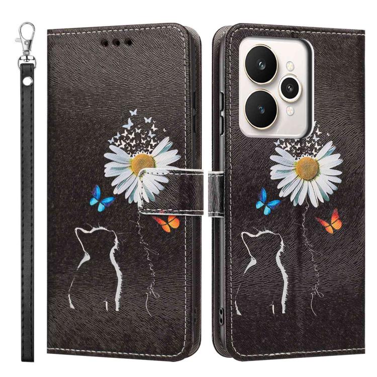 For Realme 15 5G / 15 Pro 5G Painted Pattern Vegan Leather Phone Case with Strap
