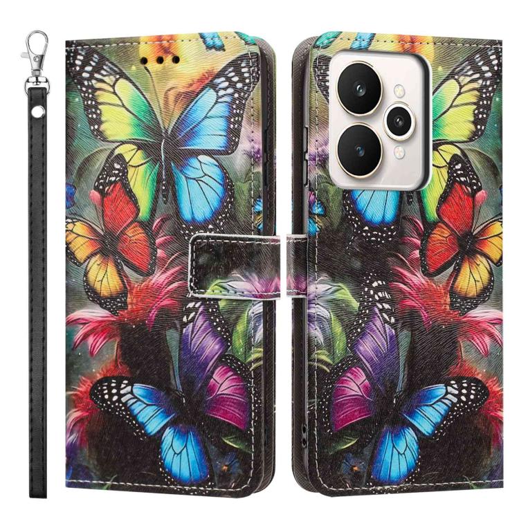 For Realme 15 5G / 15 Pro 5G Painted Pattern Vegan Leather Phone Case with Strap