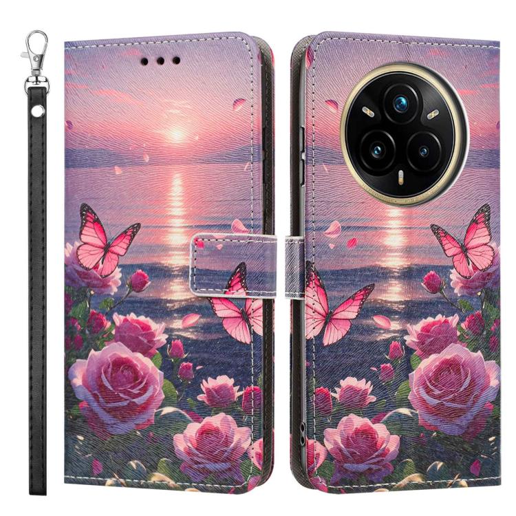 For Realme 14 Pro+ Global Painted Pattern Vegan Leather Phone Case with Strap
