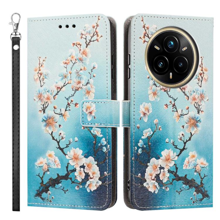 For Realme 14 Pro+ Global Painted Pattern Vegan Leather Phone Case with Strap