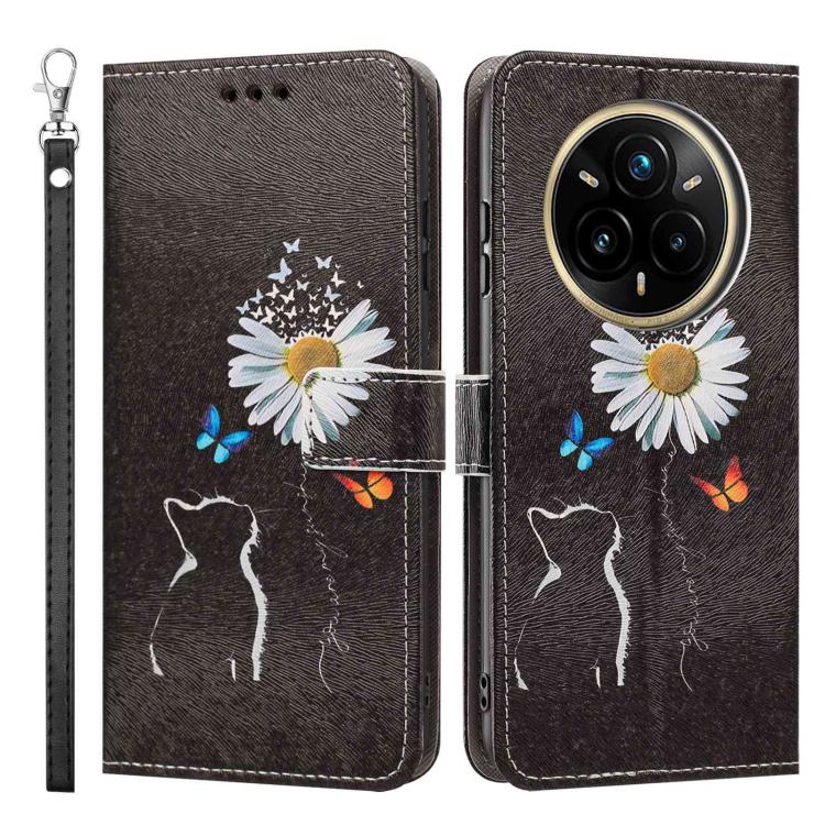 For Realme 14 Pro+ Global Painted Pattern Vegan Leather Phone Case with Strap
