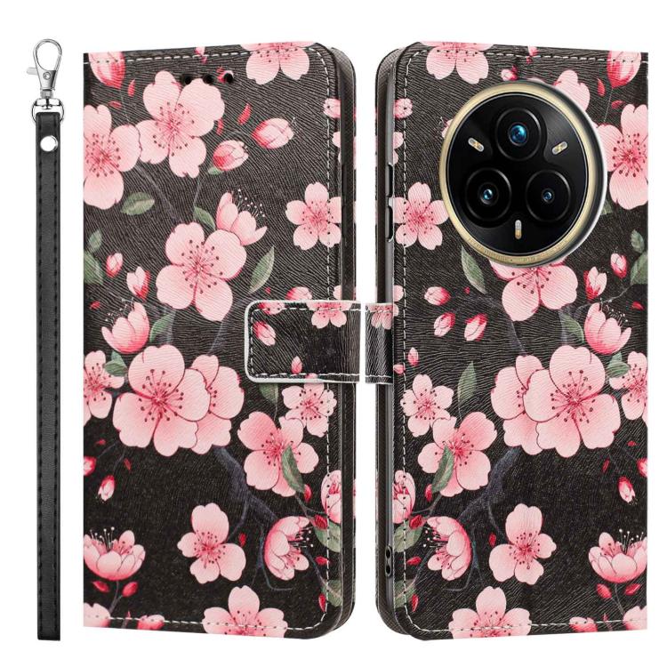 For Realme 14 Pro+ Global Painted Pattern Vegan Leather Phone Case with Strap