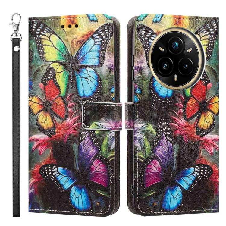For Realme 14 Pro+ Global Painted Pattern Vegan Leather Phone Case with Strap