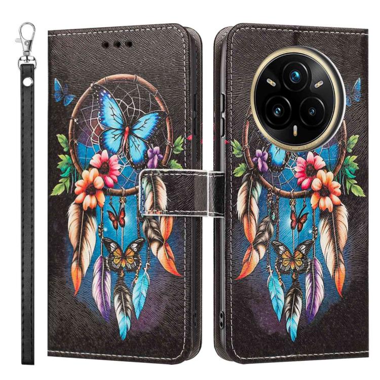 For Realme 14 Pro+ Global Painted Pattern Vegan Leather Phone Case with Strap