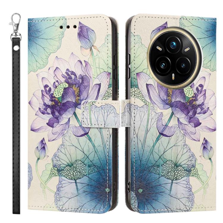 For Realme 14 Pro+ Global Painted Pattern Vegan Leather Phone Case with Strap