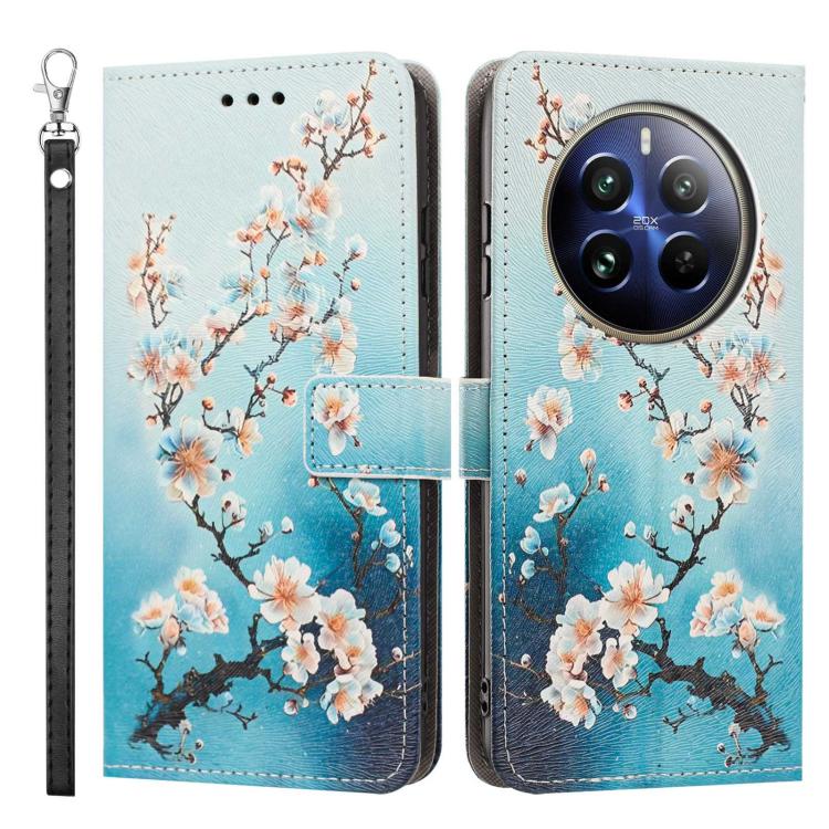 For Realme 12 Pro+ Painted Pattern Vegan Leather Phone Case with Strap