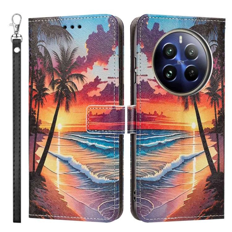For Realme 12 Pro+ Painted Pattern Vegan Leather Phone Case with Strap