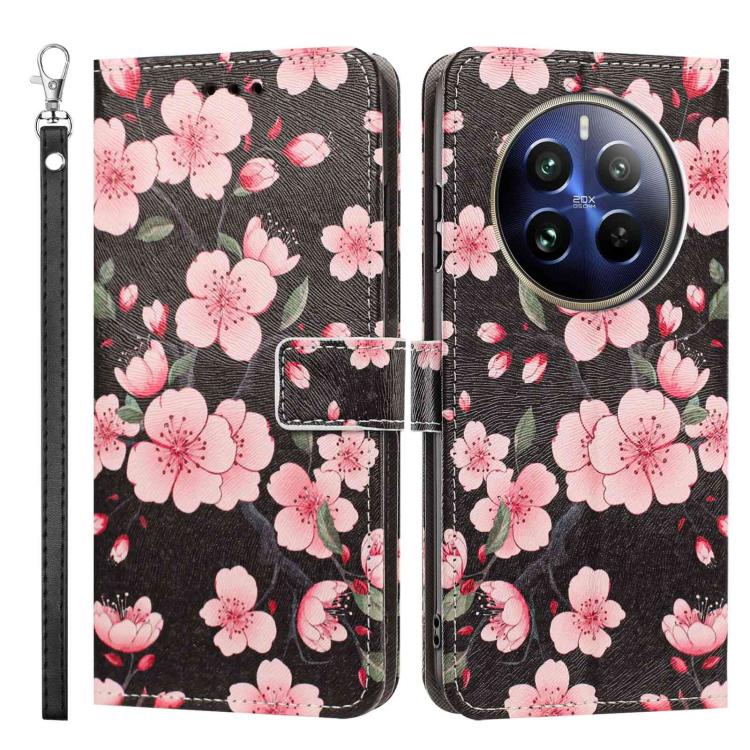 For Realme 12 Pro+ Painted Pattern Vegan Leather Phone Case with Strap
