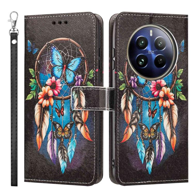 For Realme 12 Pro+ Painted Pattern Vegan Leather Phone Case with Strap