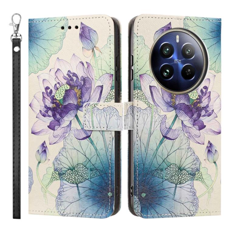 For Realme 12 Pro+ Painted Pattern Vegan Leather Phone Case with Strap