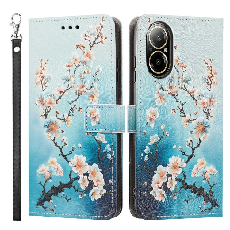 For Realme C67 4G Global Painted Pattern Vegan Leather Phone Case with Strap