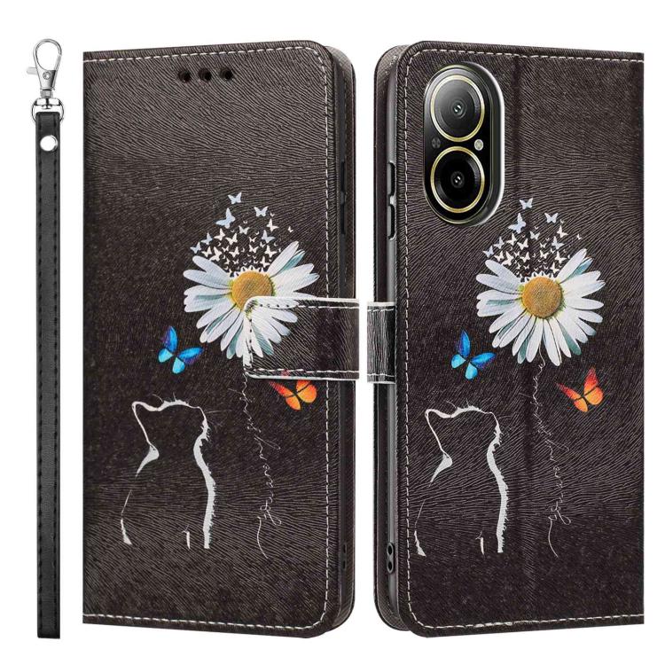For Realme C67 4G Global Painted Pattern Vegan Leather Phone Case with Strap