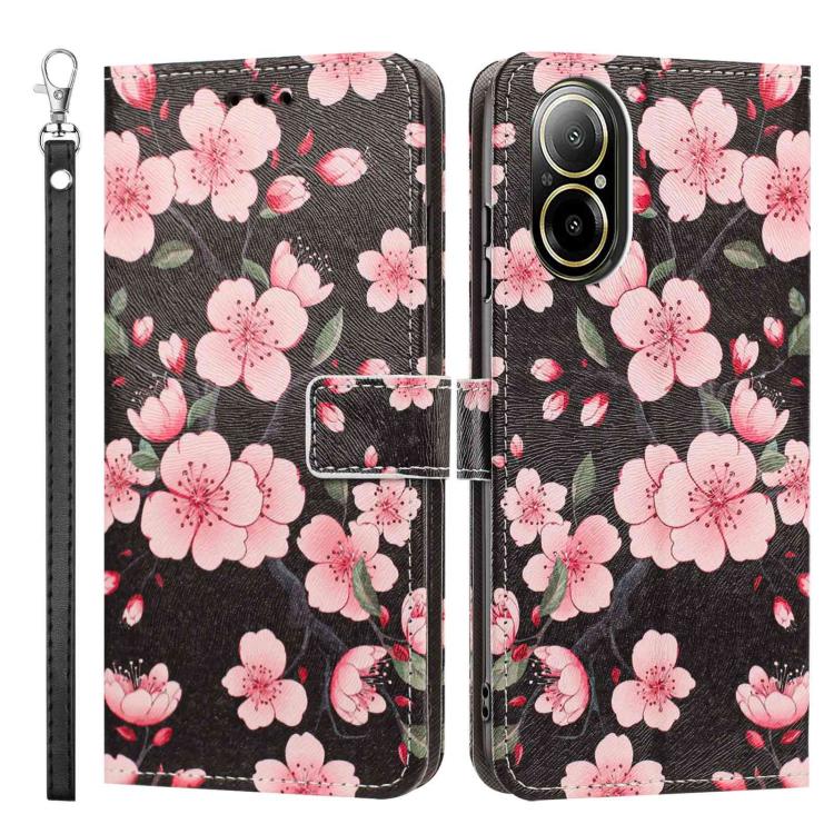 For Realme C67 4G Global Painted Pattern Vegan Leather Phone Case with Strap