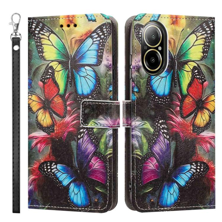For Realme C67 4G Global Painted Pattern Vegan Leather Phone Case with Strap