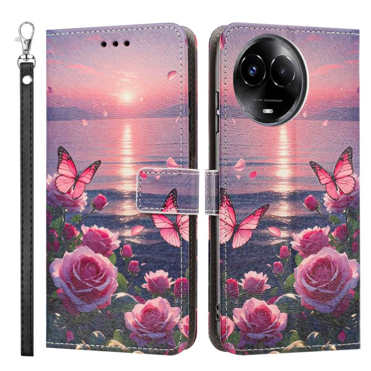 For Realme 11 5G Global Painted Pattern Vegan Leather Phone Case with Strap